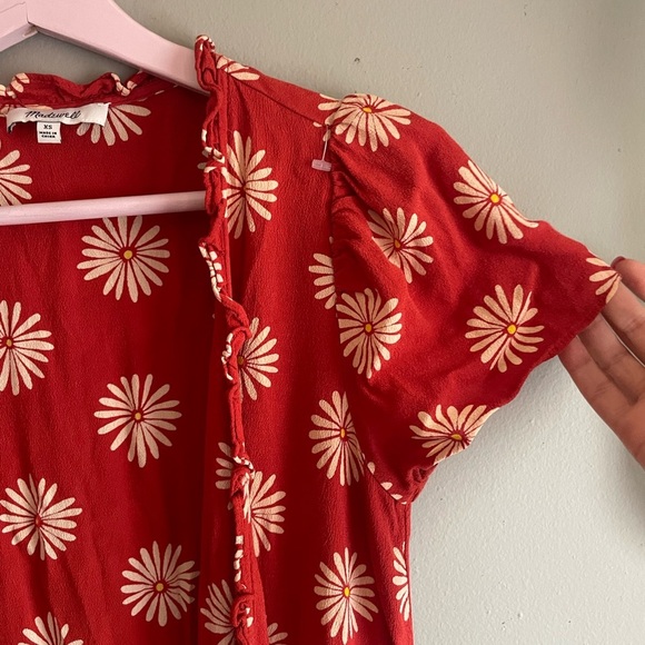 Madewell Red Dress with White Floral Design - Picture 2 of 10